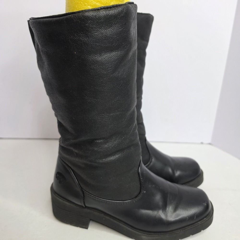 Totes Boots Black Winter Faux Leather Zipper Closure Faux Fur Lined Size 7